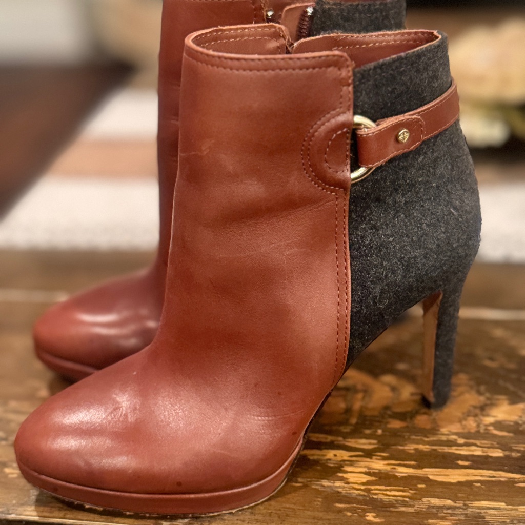 Antonio Melani Size 7.5 Elegant Brown And Gray Women's Ankle Boots